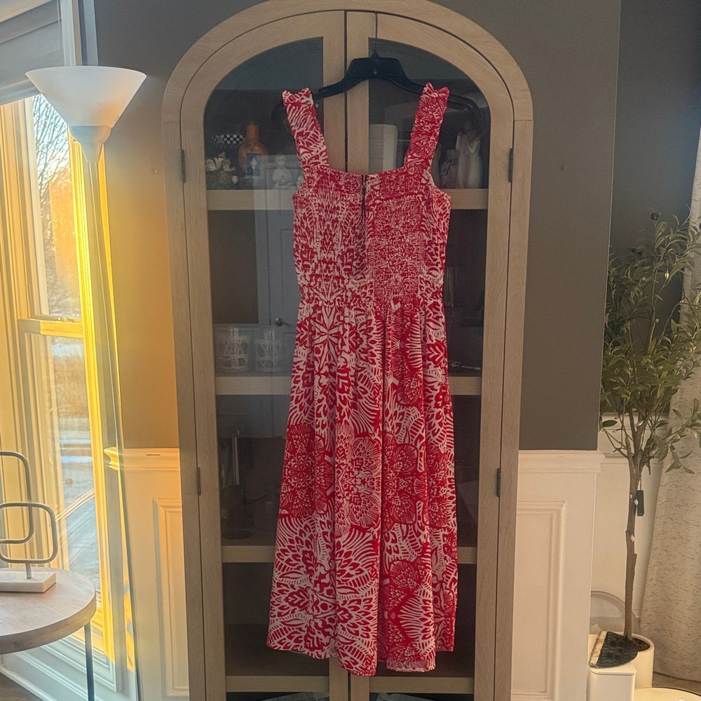 Charlie Red and White Patterned Sleeveless Dress XS NWT